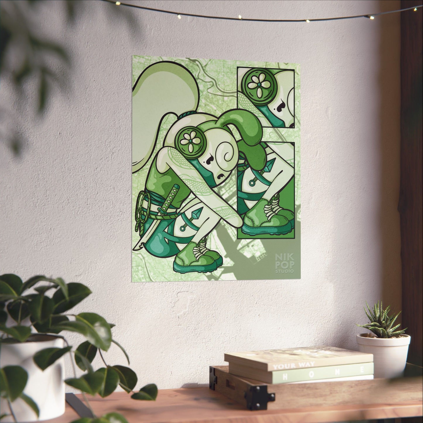 Smiski Shinobi Trendy Matte Vertical Posters, Modern Wall Art, Home Decor, Gift for Art Lovers, Green Aesthetic Prints