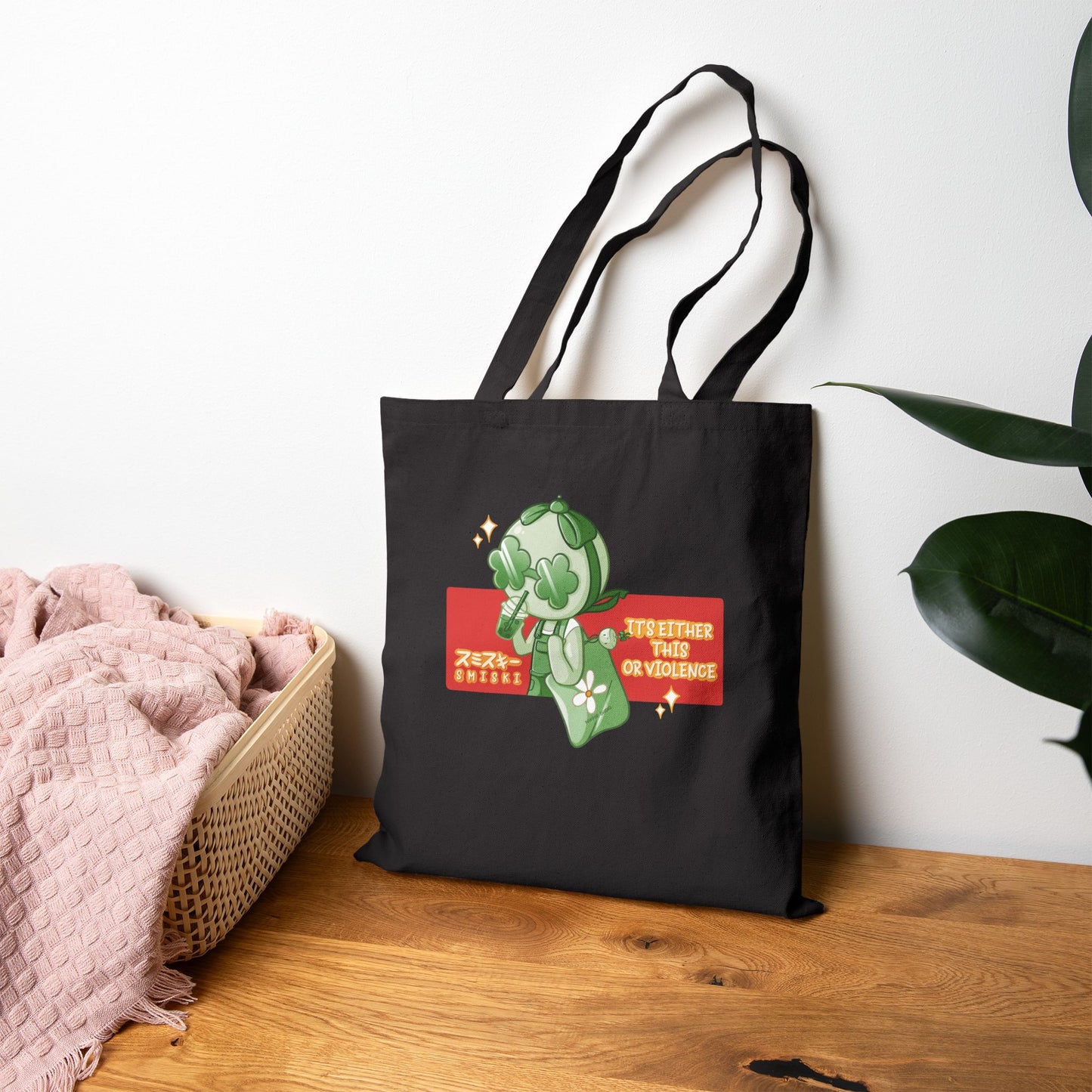 Cozy Smiski Cotton Canvas Tote Bag - Perfect for Nature Lovers, Eco-Friendly Shopping, Everyday Use, Gift for Friends - Fan Art