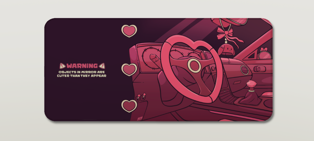 XXL Heart Pink Car Desk Mat