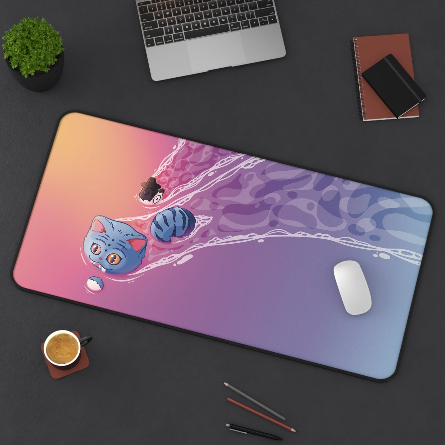 Cozy K-pop Demon Hunter Derpy Artistic Desk Mat, Gaming Decor, Home Office Accessory, Unique Gift for Creatives, Anime-Inspired Desk Pad - Fan Art