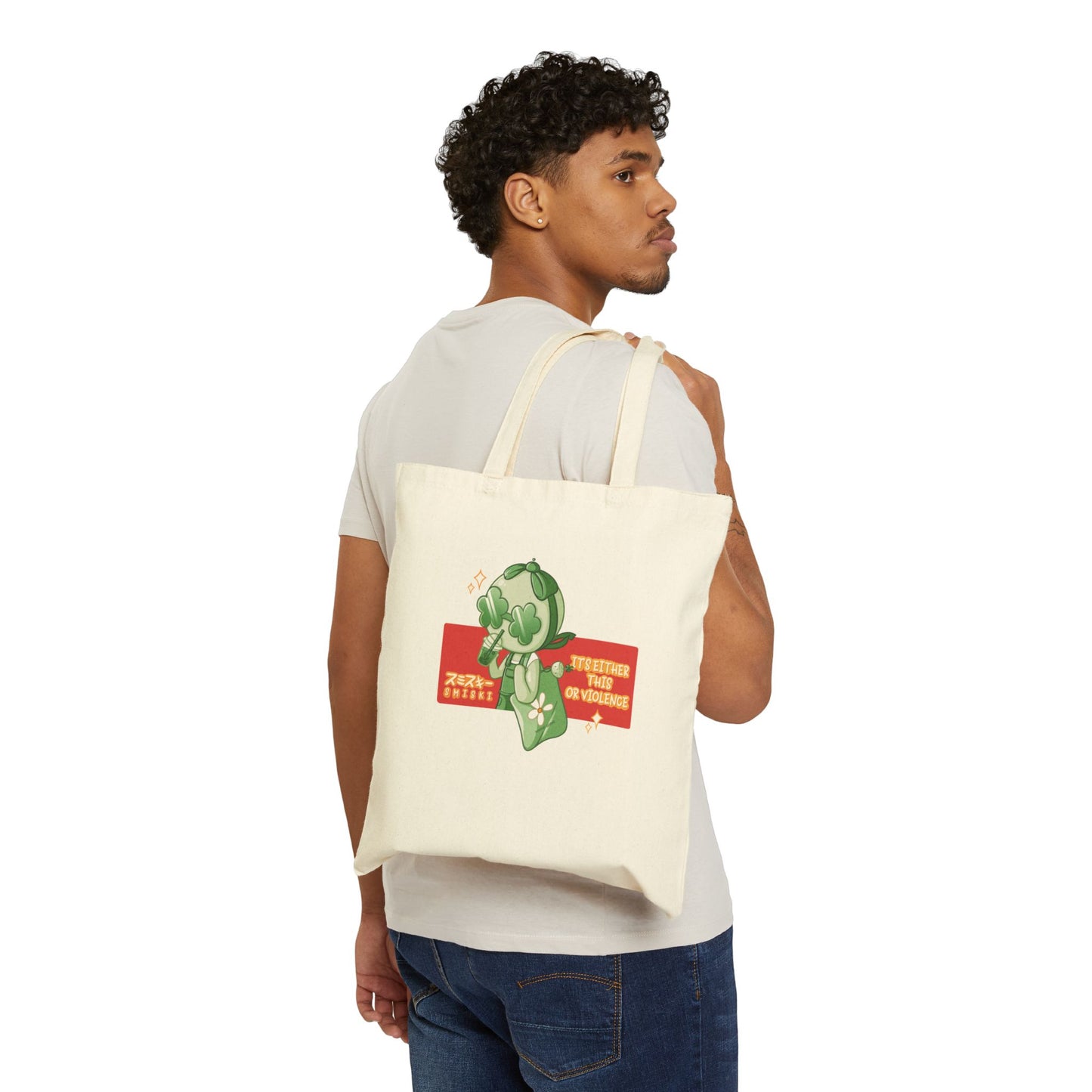 Cozy Smiski Cotton Canvas Tote Bag - Perfect for Nature Lovers, Eco-Friendly Shopping, Everyday Use, Gift for Friends - Fan Art