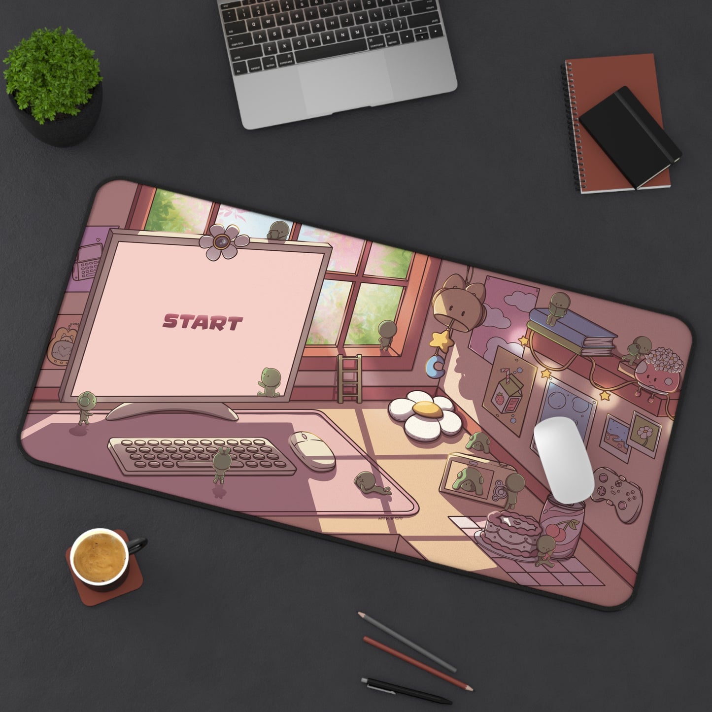 Cozy Smiski Desk Mat – Aesthetic Workspace Decor, Ideal for Gamers, Students & Home Offices, Perfect Gift for Birthdays - Fan Art