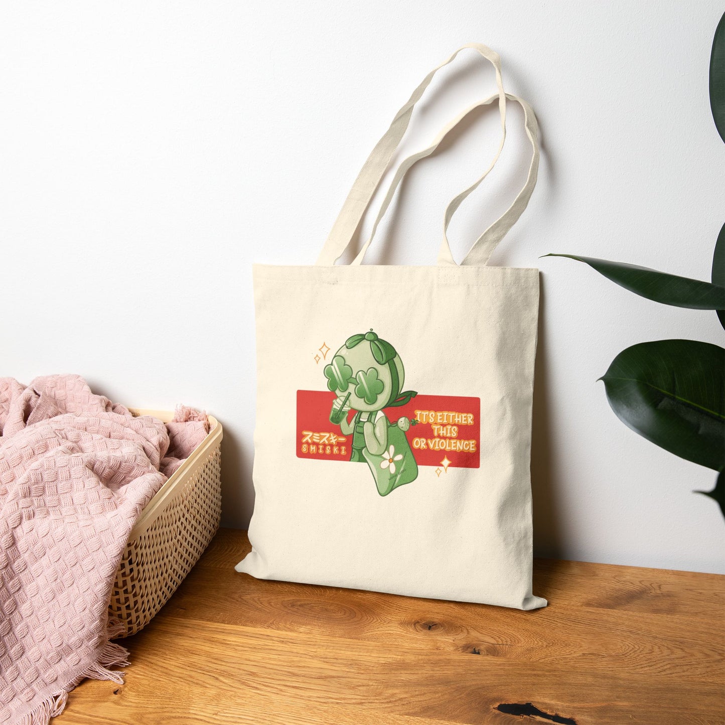 Cozy Smiski Cotton Canvas Tote Bag - Perfect for Nature Lovers, Eco-Friendly Shopping, Everyday Use, Gift for Friends - Fan Art