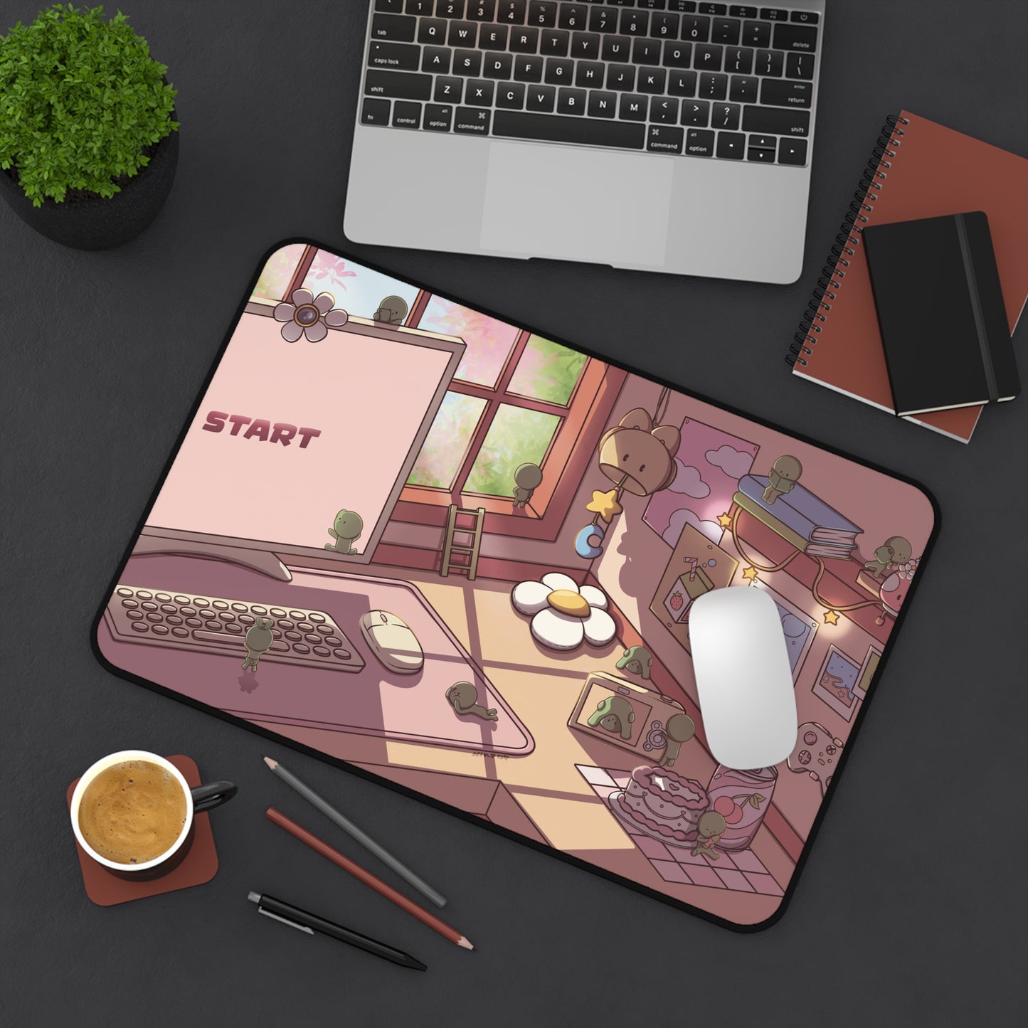 Cozy Smiski Desk Mat – Aesthetic Workspace Decor, Ideal for Gamers, Students & Home Offices, Perfect Gift for Birthdays - Fan Art