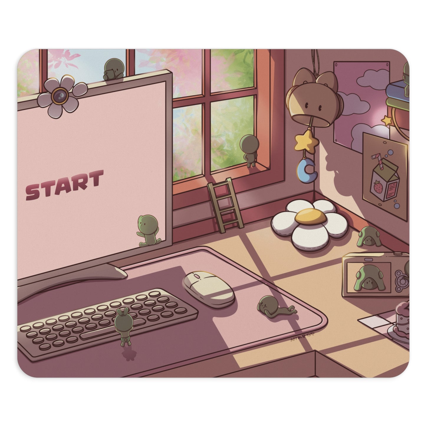 Cozy Smiski Desk Mat – Aesthetic Workspace Decor, Ideal for Gamers, Students & Home Offices, Perfect Gift for Birthdays- Fan art