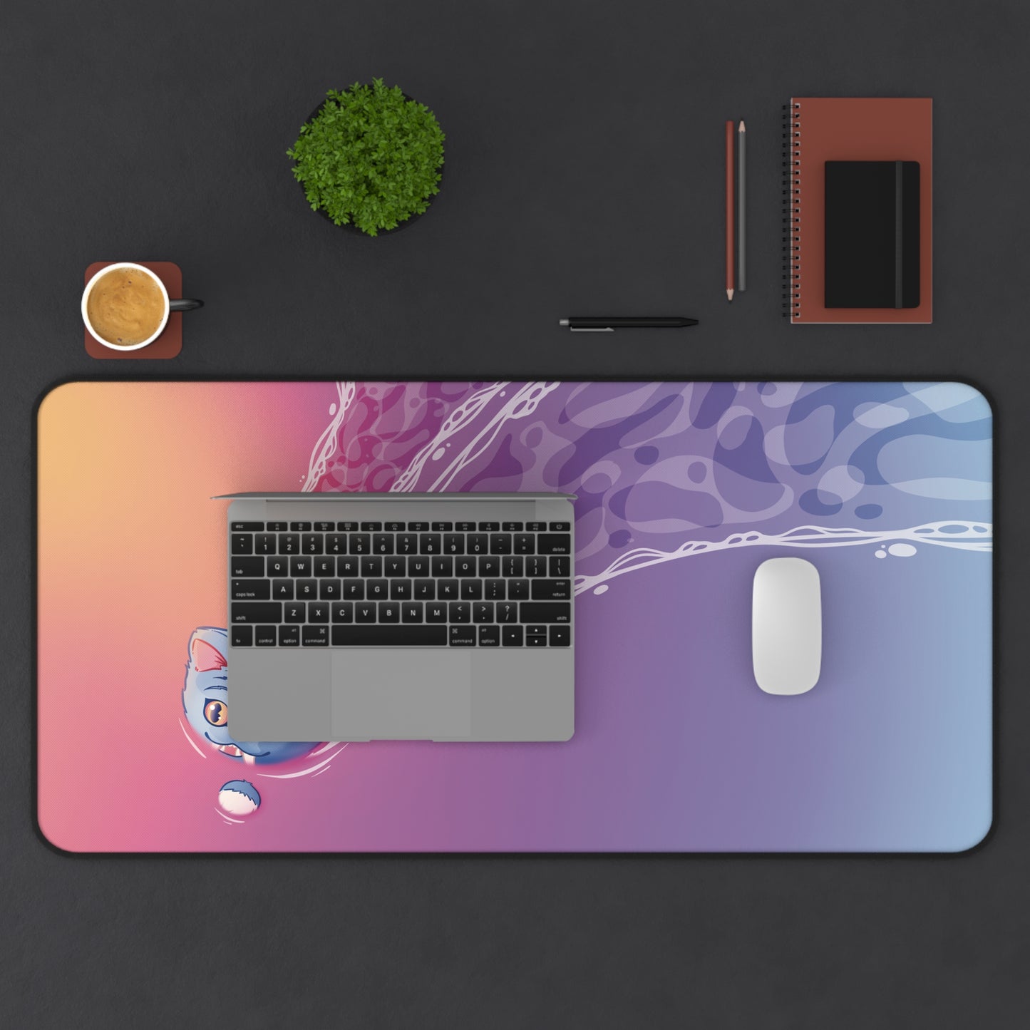 Cozy K-pop Demon Hunter Derpy Artistic Desk Mat, Gaming Decor, Home Office Accessory, Unique Gift for Creatives, Anime-Inspired Desk Pad - Fan Art