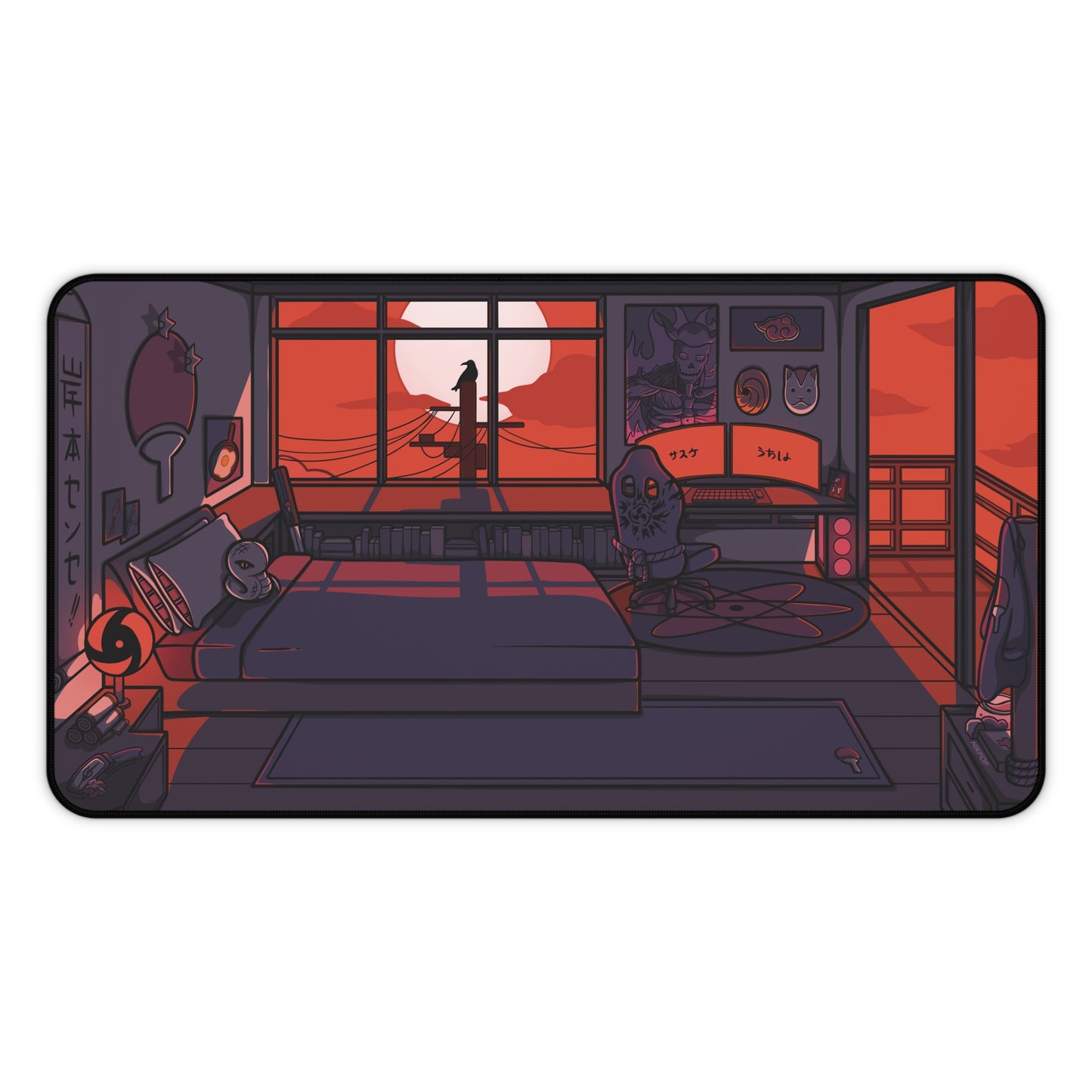 Nostalgic Anime Sasuke Desk Mat - Gaming, Home Office Decor, Workstation Accessory, Gifts for Students, Cozy Vibes, Anime Merch, Naruto merch - Fan Art