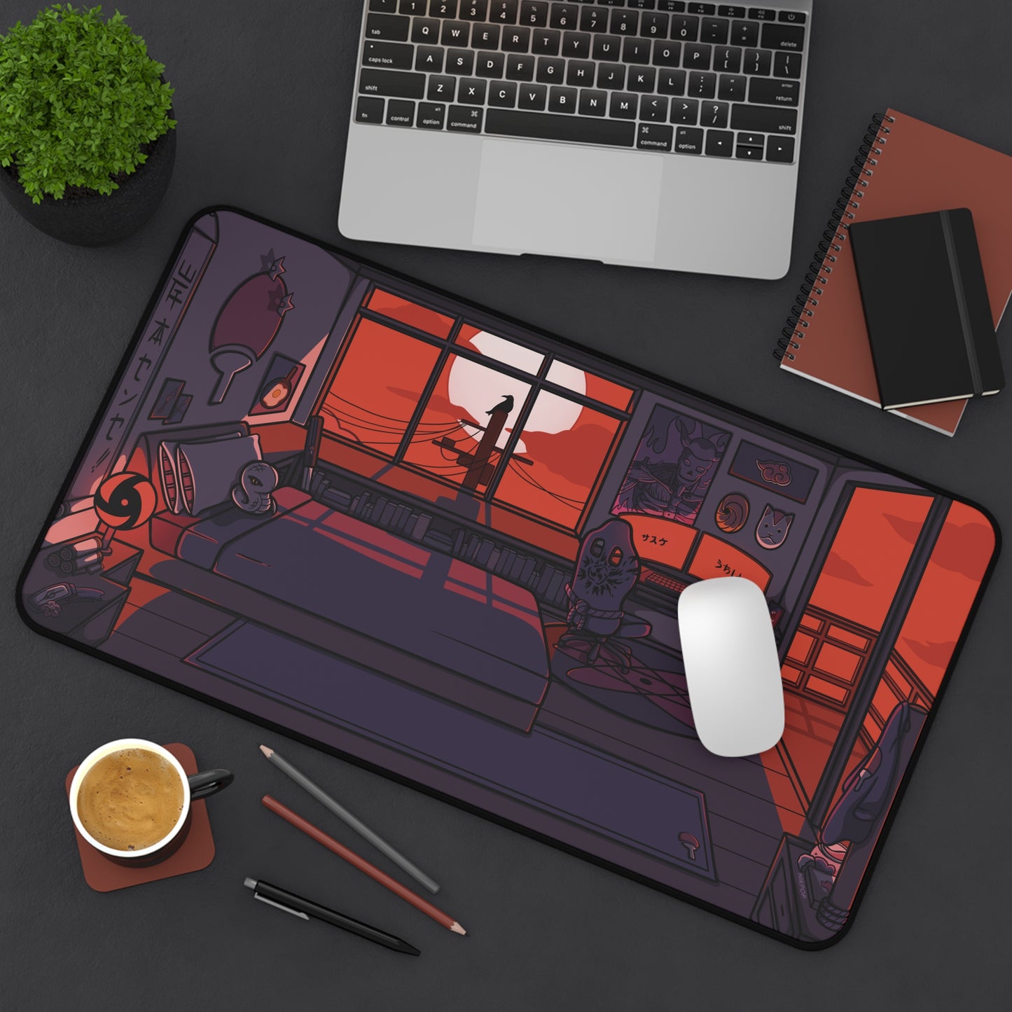 Nostalgic Anime Sasuke Desk Mat - Gaming, Home Office Decor, Workstation Accessory, Gifts for Students, Cozy Vibes, Anime Merch, Naruto merch - Fan Art