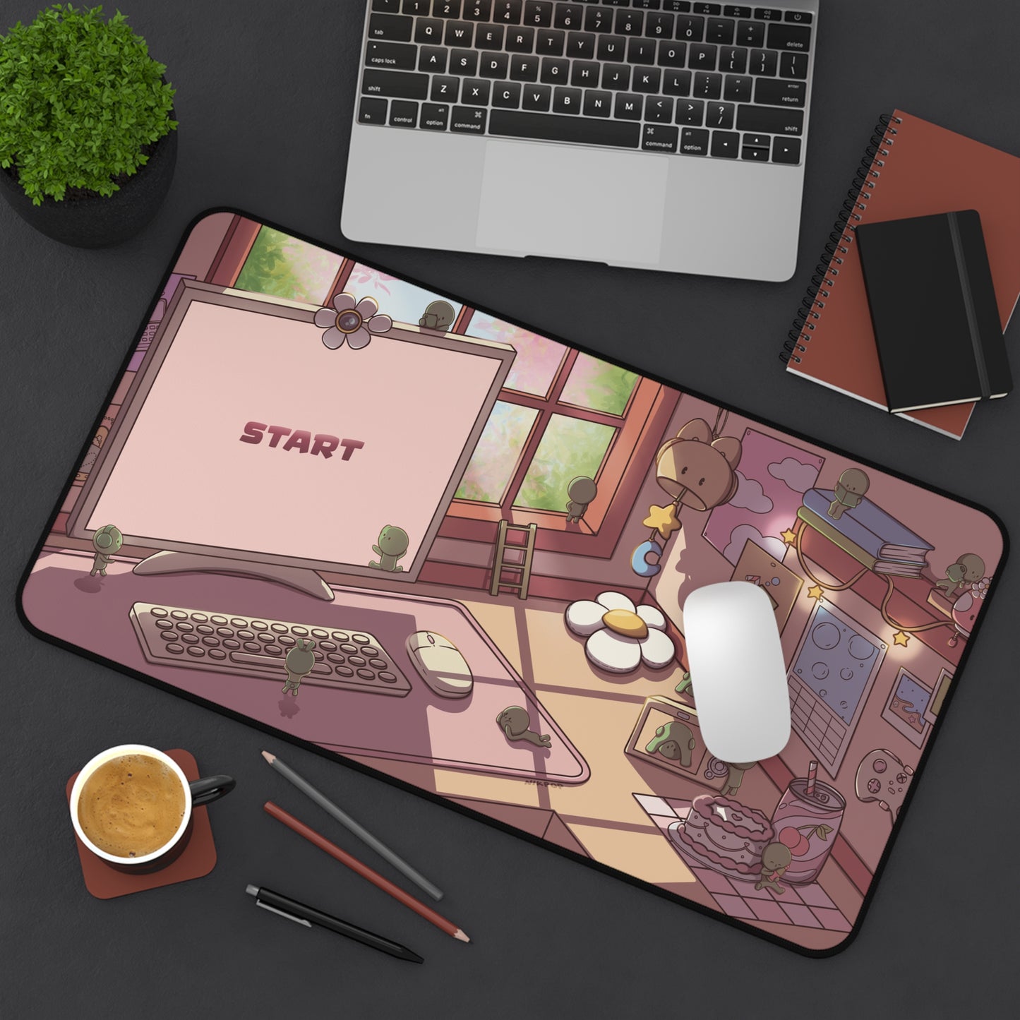 Cozy Smiski Desk Mat – Aesthetic Workspace Decor, Ideal for Gamers, Students & Home Offices, Perfect Gift for Birthdays - Fan Art