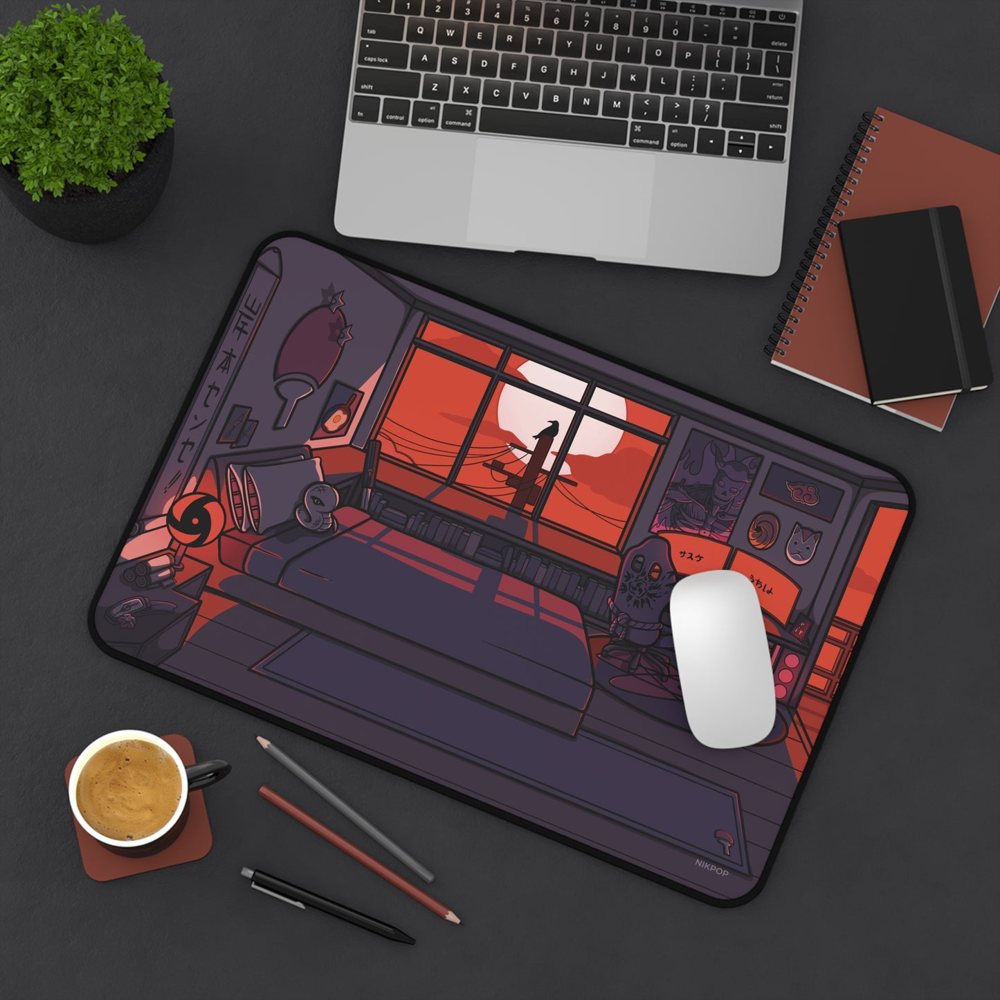 Nostalgic Anime Sasuke Desk Mat - Gaming, Home Office Decor, Workstation Accessory, Gifts for Students, Cozy Vibes, Anime Merch, Naruto merch - Fan Art