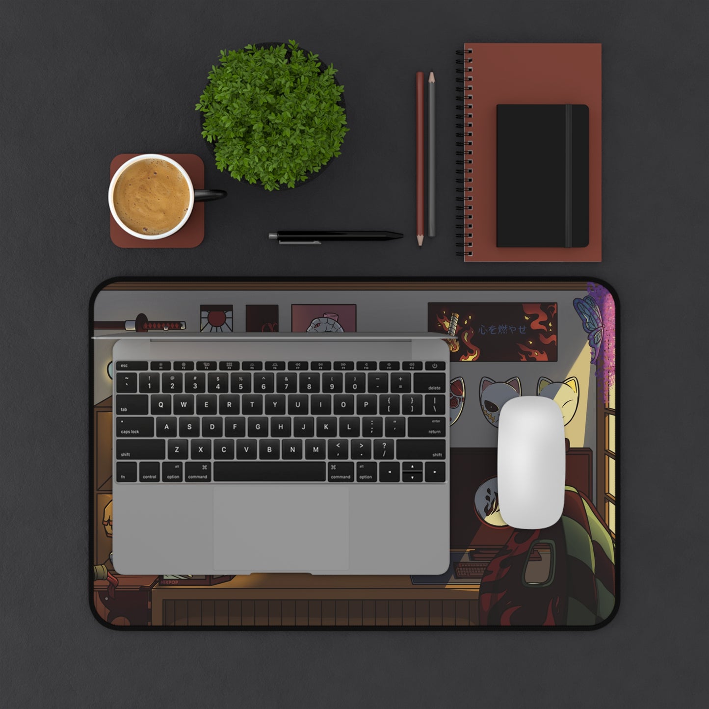 Illustrated Demon Slayer Desk Mat, Gaming Decor, Home Office Accessory, Unique Gift for Creatives, Anime-Inspired Desk Pad - Fan Art