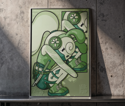 Smiski Shinobi Trendy Matte Vertical Posters, Modern Wall Art, Home Decor, Gift for Art Lovers, Green Aesthetic Prints