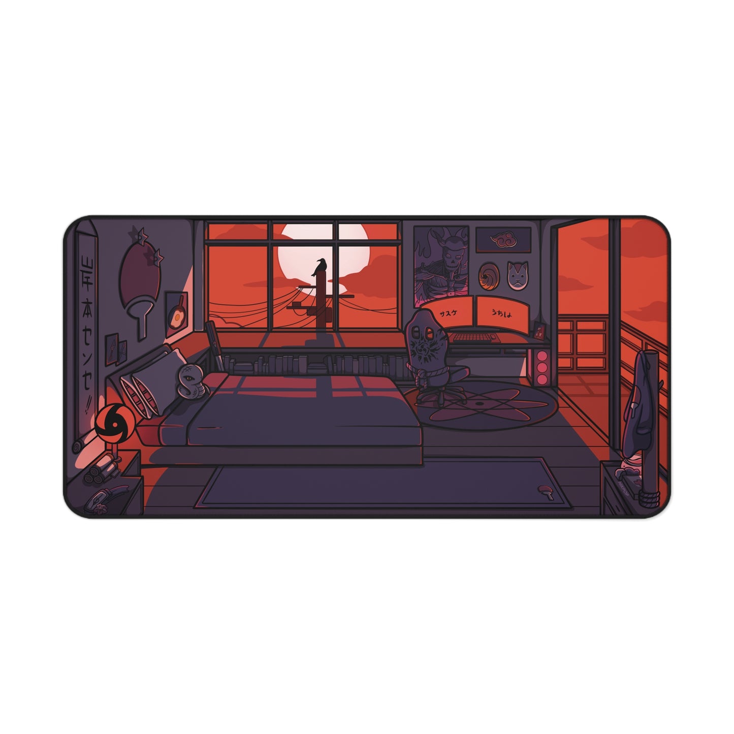 Nostalgic Anime Sasuke Desk Mat - Gaming, Home Office Decor, Workstation Accessory, Gifts for Students, Cozy Vibes, Anime Merch, Naruto merch - Fan Art