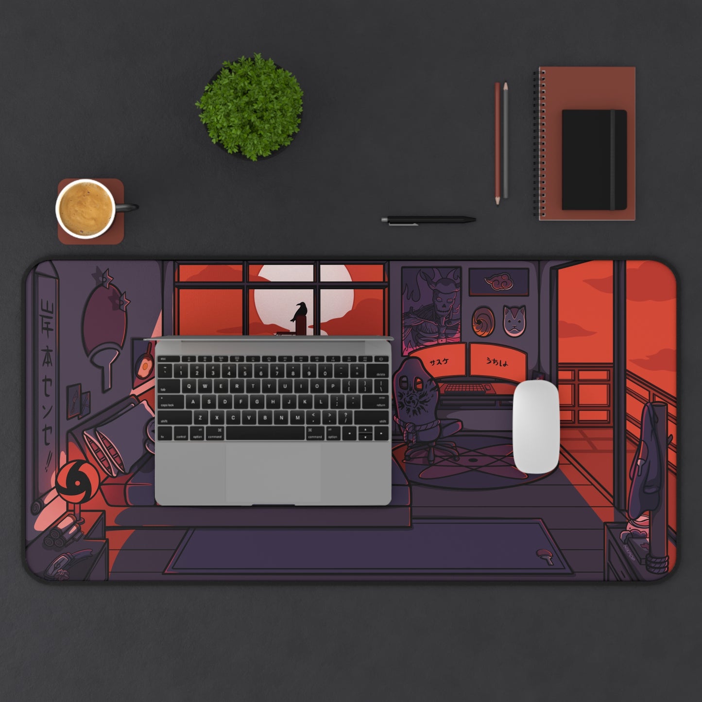 Nostalgic Anime Sasuke Desk Mat - Gaming, Home Office Decor, Workstation Accessory, Gifts for Students, Cozy Vibes, Anime Merch, Naruto merch - Fan Art