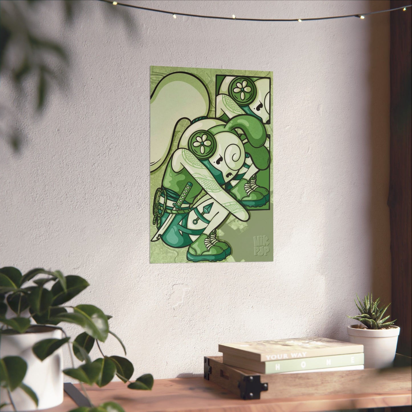 Smiski Shinobi Trendy Matte Vertical Posters, Modern Wall Art, Home Decor, Gift for Art Lovers, Green Aesthetic Prints