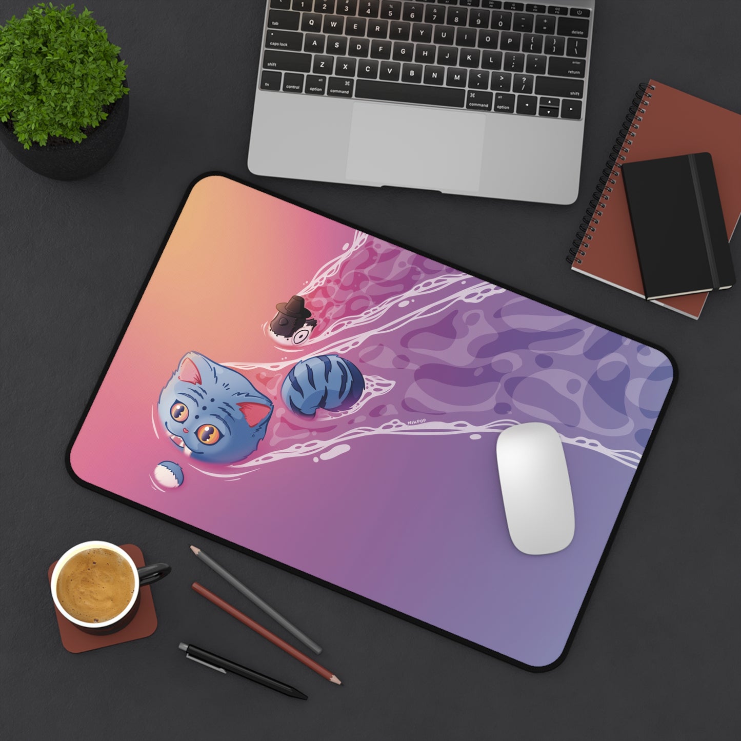 Cozy K-pop Demon Hunter Derpy Artistic Desk Mat, Gaming Decor, Home Office Accessory, Unique Gift for Creatives, Anime-Inspired Desk Pad - Fan Art