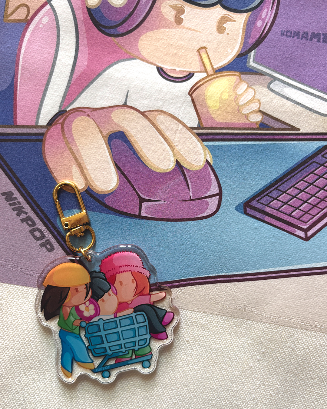 KOMAME Trio Keychain - Crystal Clear Acrylic