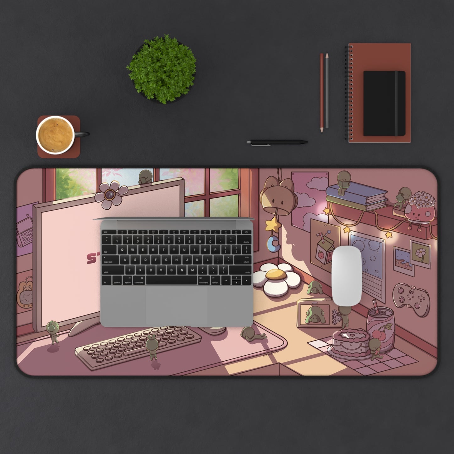 Cozy Smiski Desk Mat – Aesthetic Workspace Decor, Ideal for Gamers, Students & Home Offices, Perfect Gift for Birthdays - Fan Art
