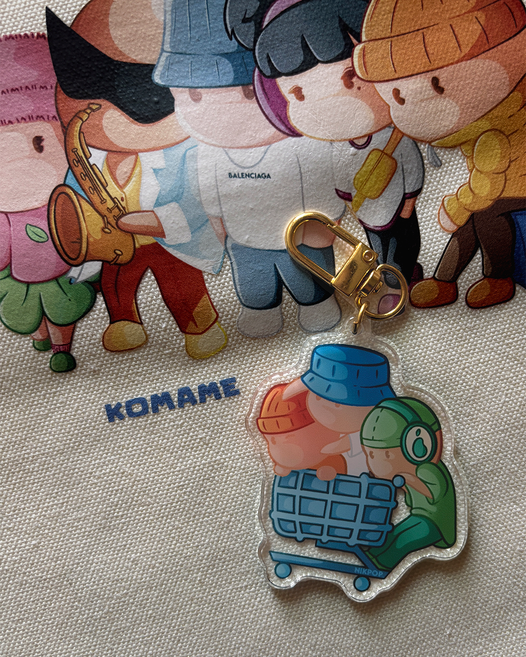 KOMAME Trio Keychain - Crystal Clear Acrylic
