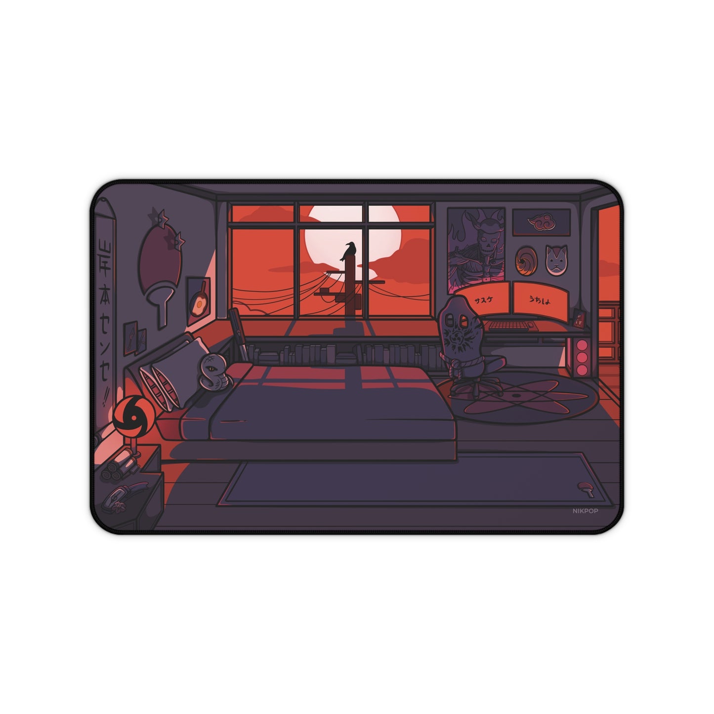 Nostalgic Anime Sasuke Desk Mat - Gaming, Home Office Decor, Workstation Accessory, Gifts for Students, Cozy Vibes, Anime Merch, Naruto merch - Fan Art