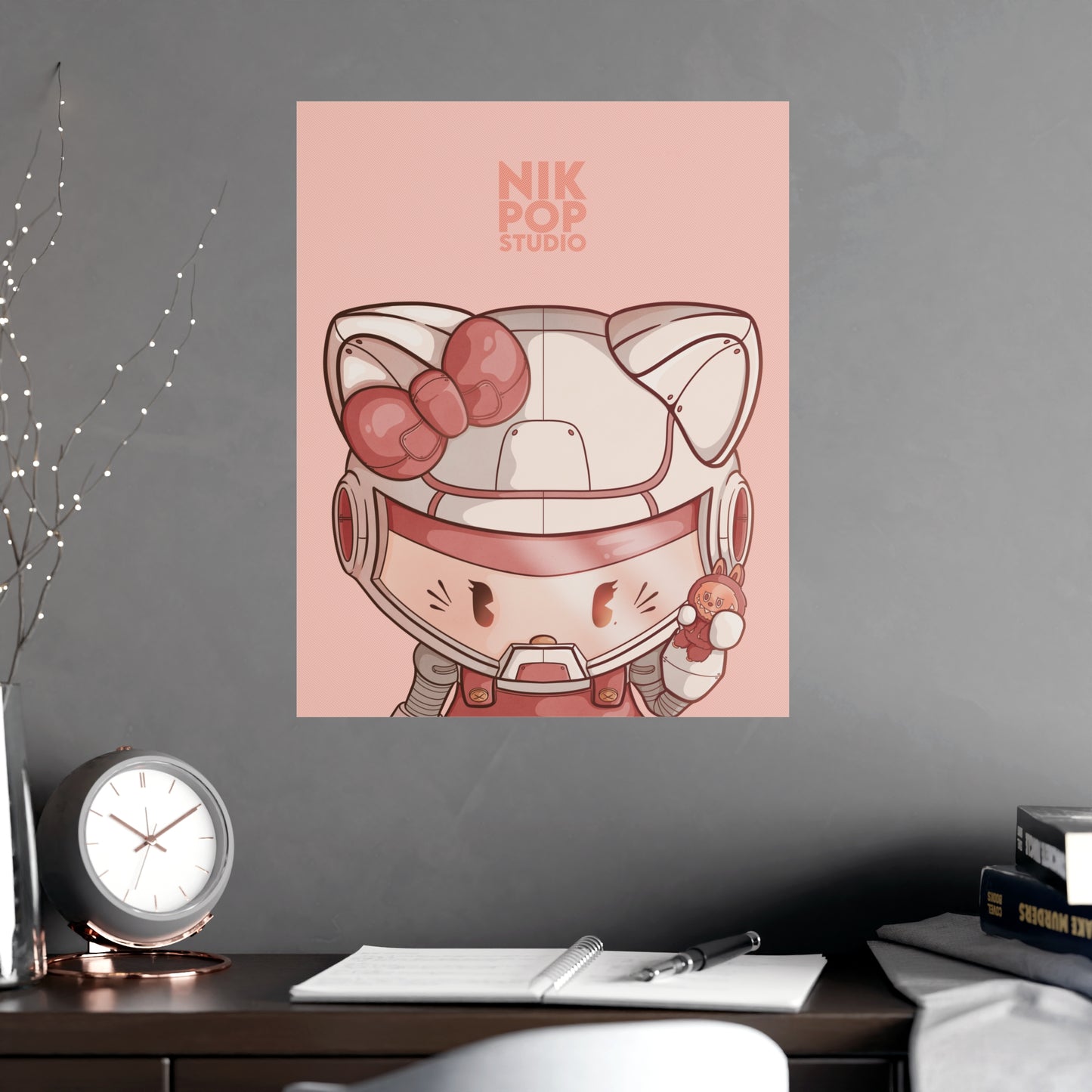 Cute Kawaii Hello Kitty Sanrio Art Poster, Whimsical Room Decor, Fun Gift for Kids, Playful Wall Art, Cat Lover Decor, Birthday Gift Idea
