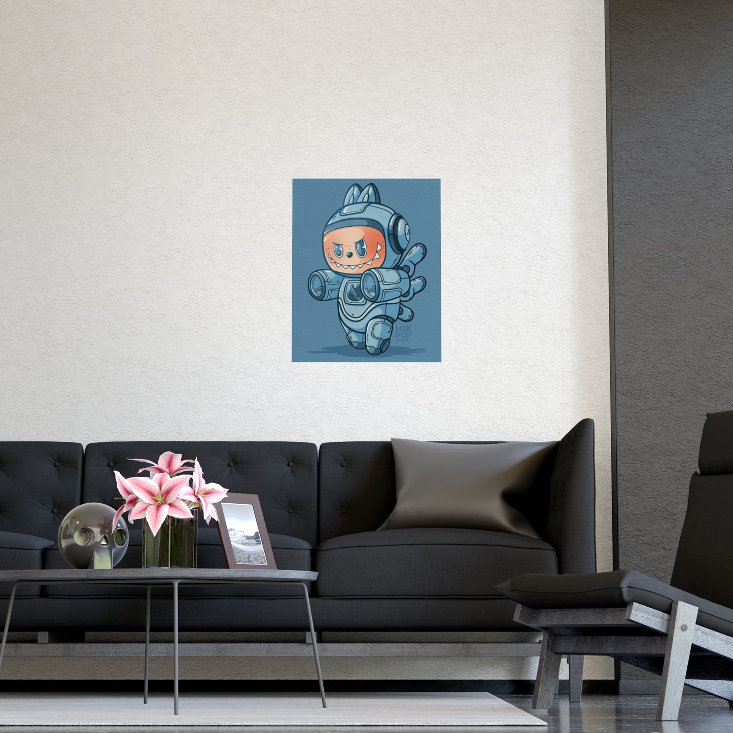 Labubu Cyborg Poster, Fun Decor, Cute Wall Art, Gift for birthdays, Unique Home Decoration, gaming room