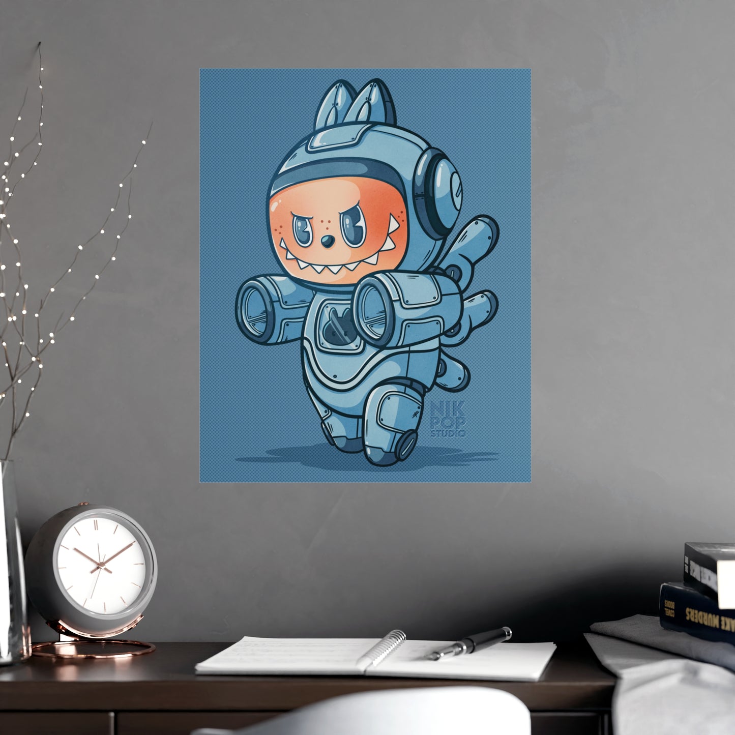 Labubu Cyborg Poster, Fun Decor, Cute Wall Art, Gift for birthdays, Unique Home Decoration, gaming room